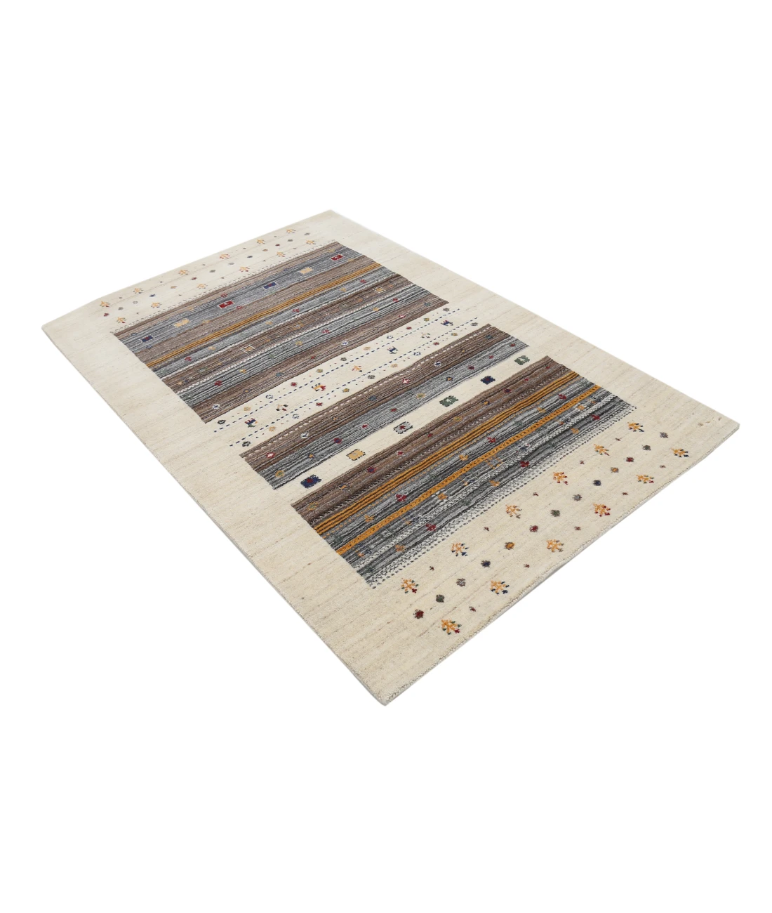 Hand Made Lori Wool Rug 4' 0" X 5' 10" 4' 0" X 5' 10" (122 X 178) / Ivory / Ivory