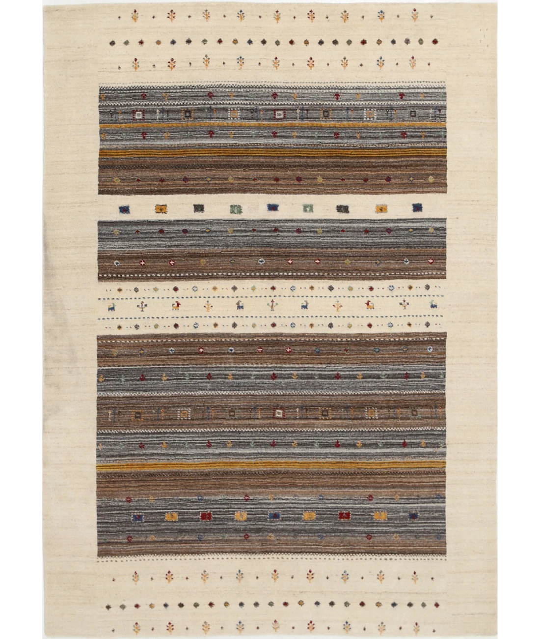 Hand Made Lori Wool Rug 5' 8" X 7' 7" 5' 8" X 7' 7" (173 X 231) / Ivory / Ivory