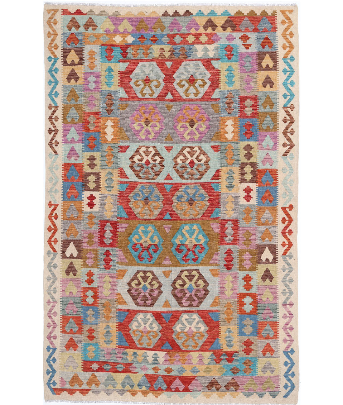 Maimana-Kilim 6'2'' X 9'10'' Hand-Knotted Wool Kilim 6'2'' x 9'10'' (185 X 295) / Multi / Multi