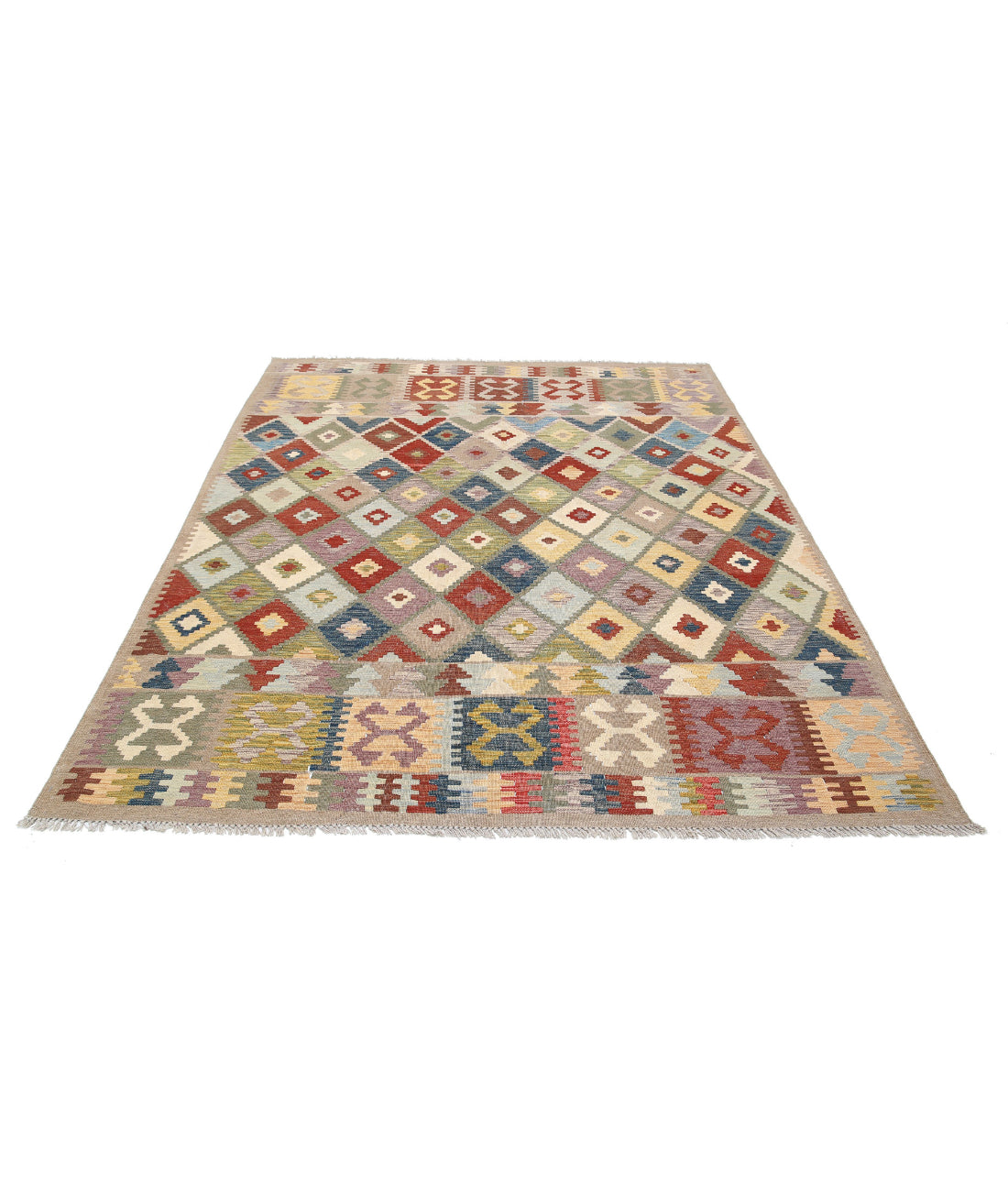 Maimana-Kilim 6'2'' X 7'11'' Hand-Knotted Wool Kilim 6'2'' x 7'11'' (185 X 238) / Multi / Multi