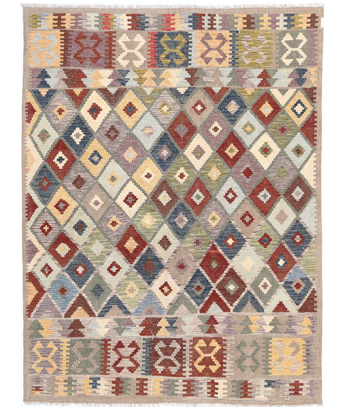 Maimana-Kilim 6'2'' X 7'11'' Hand-Knotted Wool Kilim 6'2'' x 7'11'' (185 X 238) / Multi / Multi