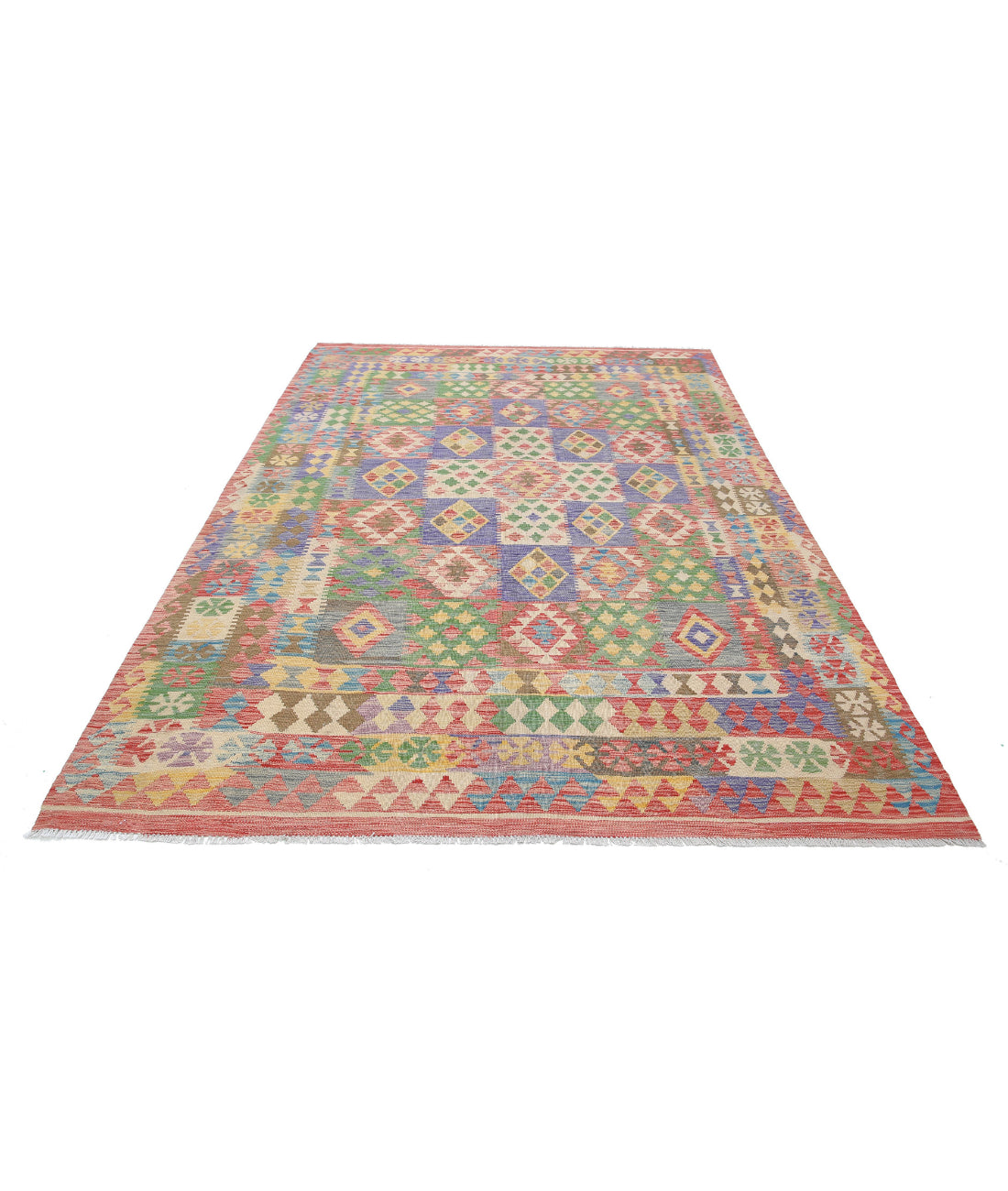 Maimana-Kilim 6'4'' X 9'2'' Hand-Knotted Wool Kilim 6'4'' x 9'2'' (190 X 275) / Multi / Multi