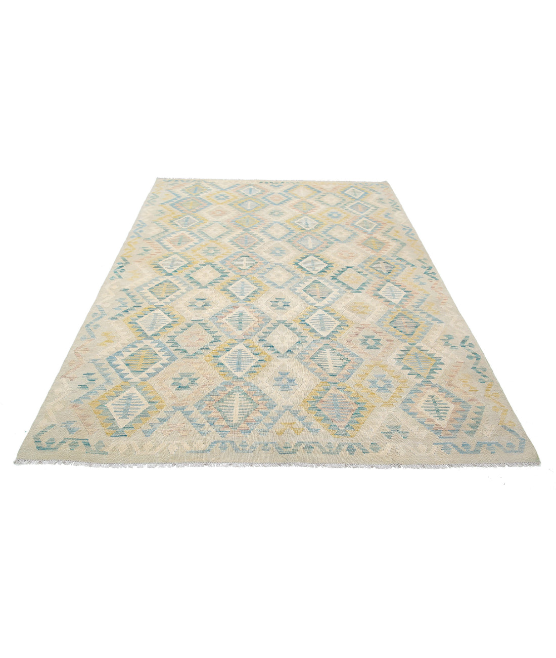 Maimana-Kilim 6'4'' X 9'4'' Hand-Knotted Wool Kilim 6'4'' x 9'4'' (190 X 280) / Ivory / Ivory