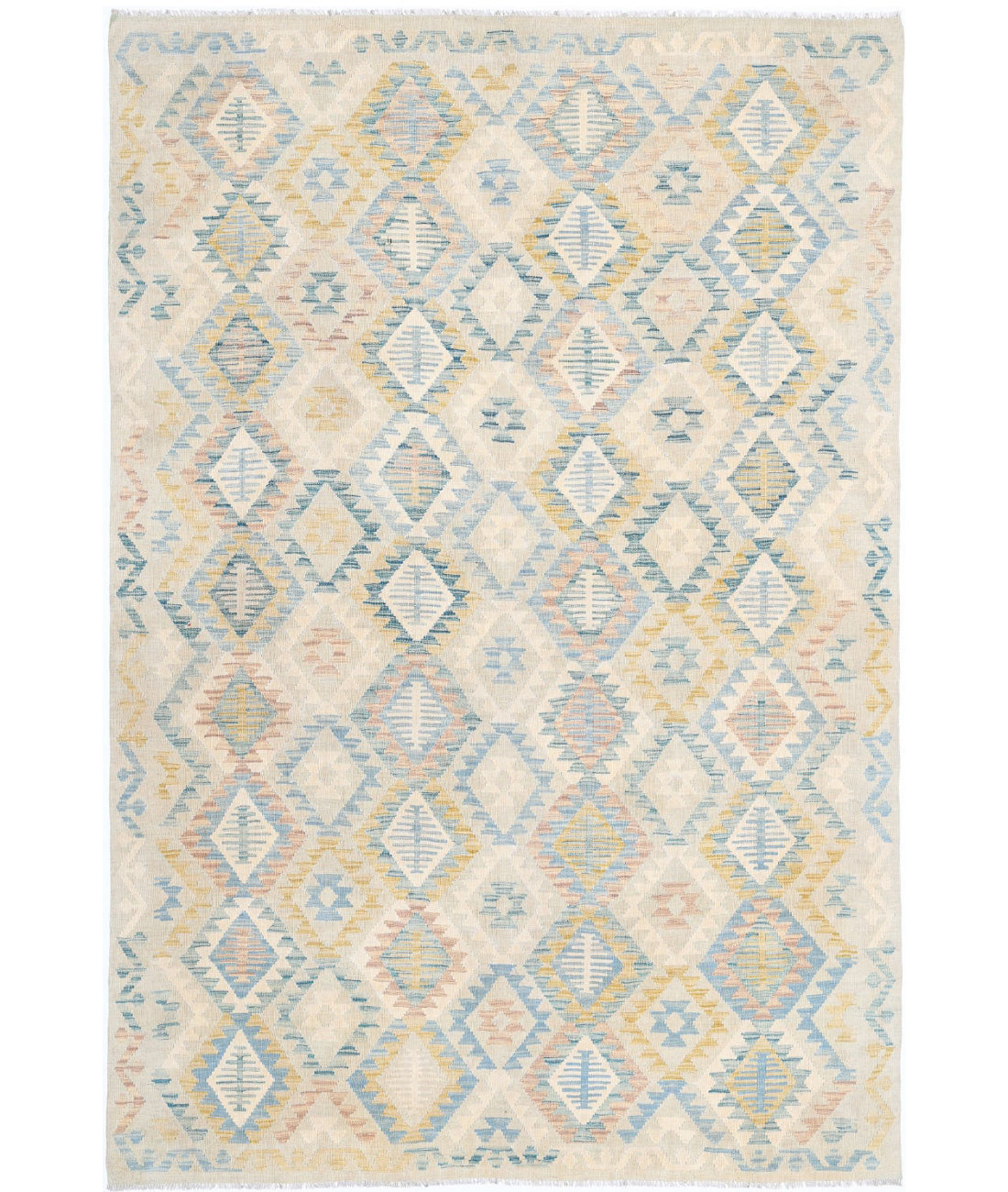 Maimana-Kilim 6'4'' X 9'4'' Hand-Knotted Wool Kilim 6'4'' x 9'4'' (190 X 280) / Ivory / Ivory