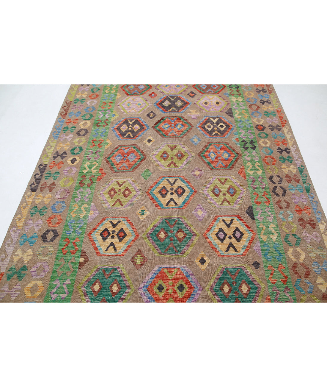 Maimana-Kilim 6'4'' X 9'9'' Hand-Knotted Wool Kilim 6'4'' x 9'9'' (190 X 293) / Brown / Brown