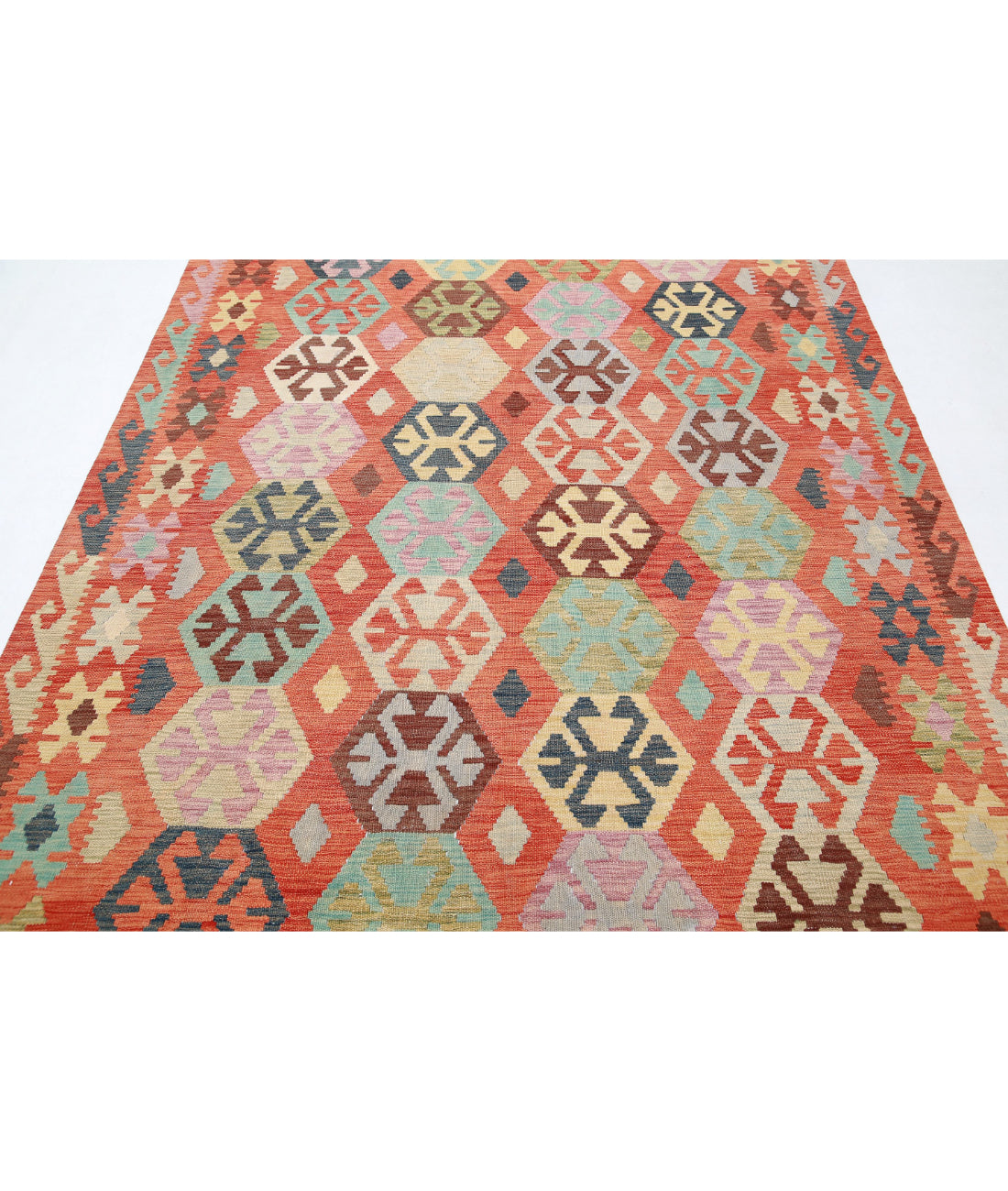 Maimana-Kilim 6'6'' X 9'8'' Hand-Knotted Wool Kilim 6'6'' x 9'8'' (195 X 290) / Red / Red