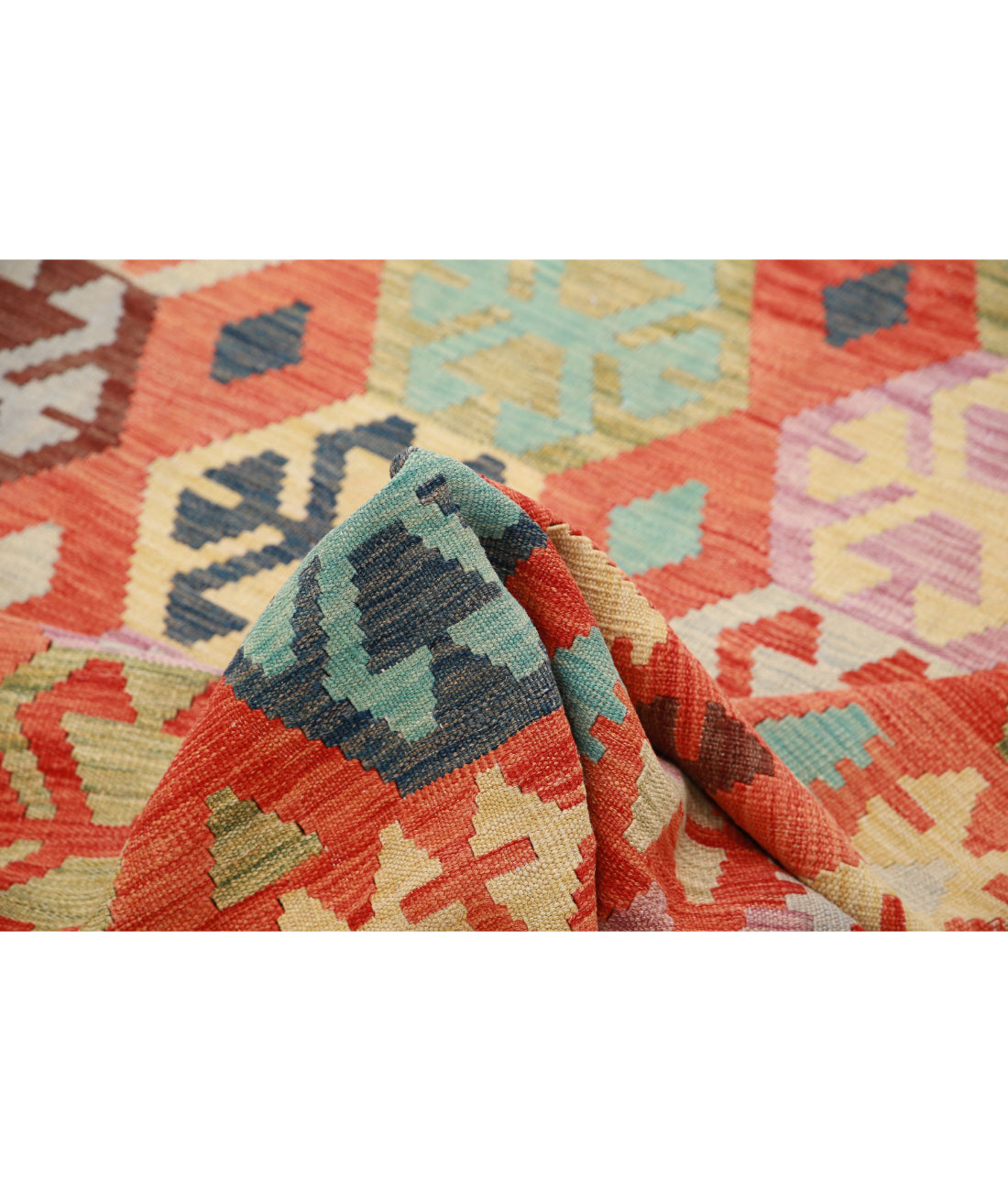 Maimana-Kilim 6'6'' X 9'8'' Hand-Knotted Wool Kilim 6'6'' x 9'8'' (195 X 290) / Red / Red