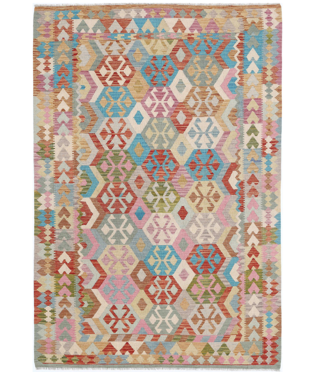 Maimana-Kilim 6'5'' X 9'8'' Hand-Knotted Wool Kilim 6'5'' x 9'8'' (193 X 290) / Multi / Multi