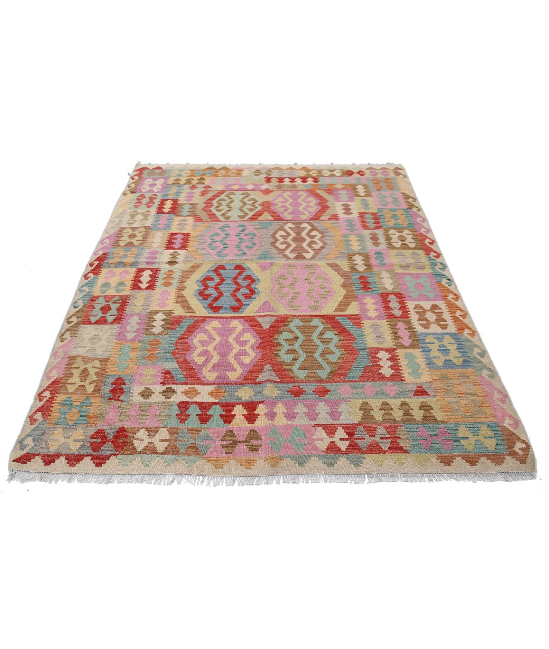 Maimana-Kilim 5'6'' X 7'5'' Hand-Knotted Wool Kilim 5'6'' x 7'5'' (165 X 223) / Multi / Multi