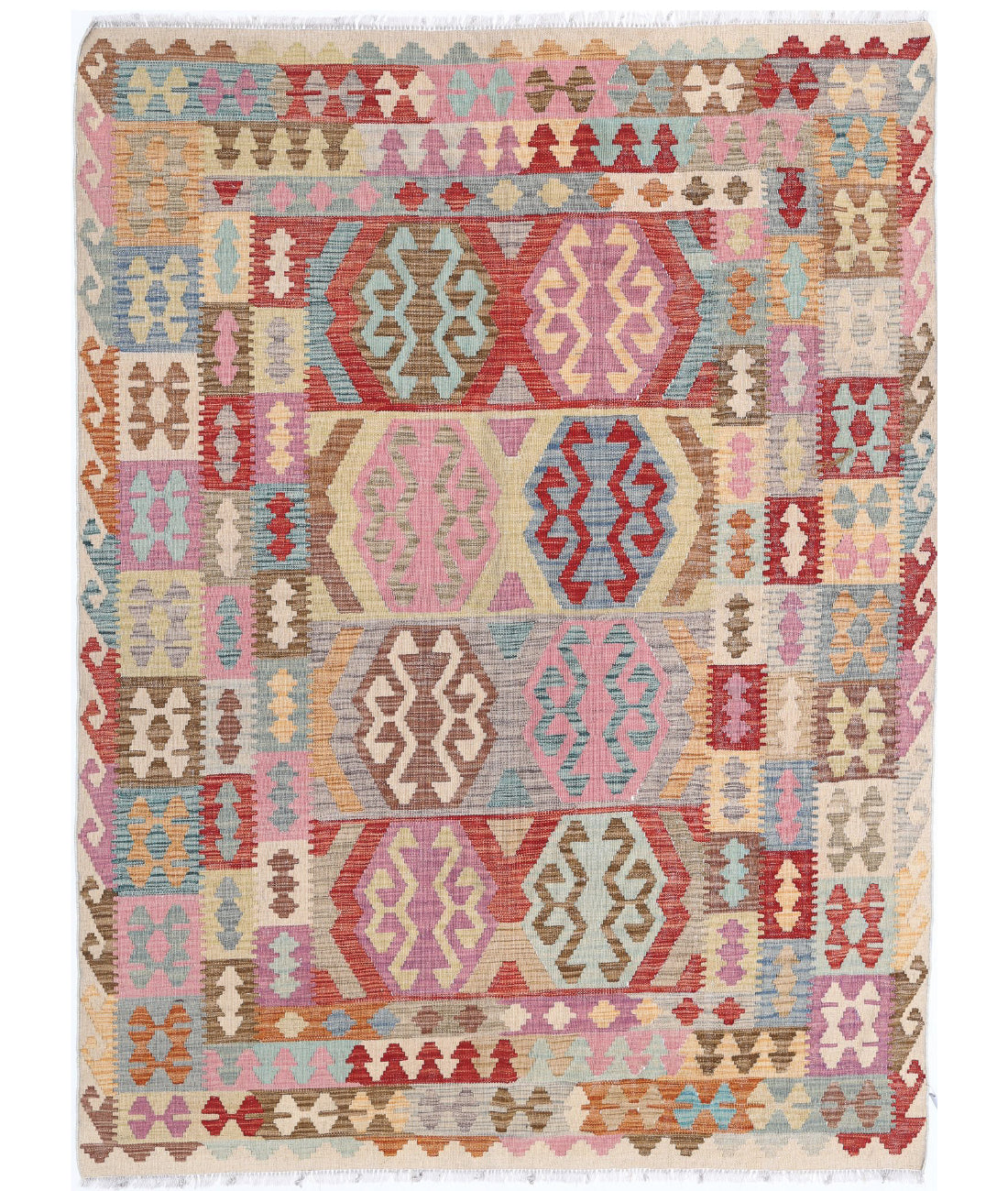 Maimana-Kilim 5'6'' X 7'5'' Hand-Knotted Wool Kilim 5'6'' x 7'5'' (165 X 223) / Multi / Multi