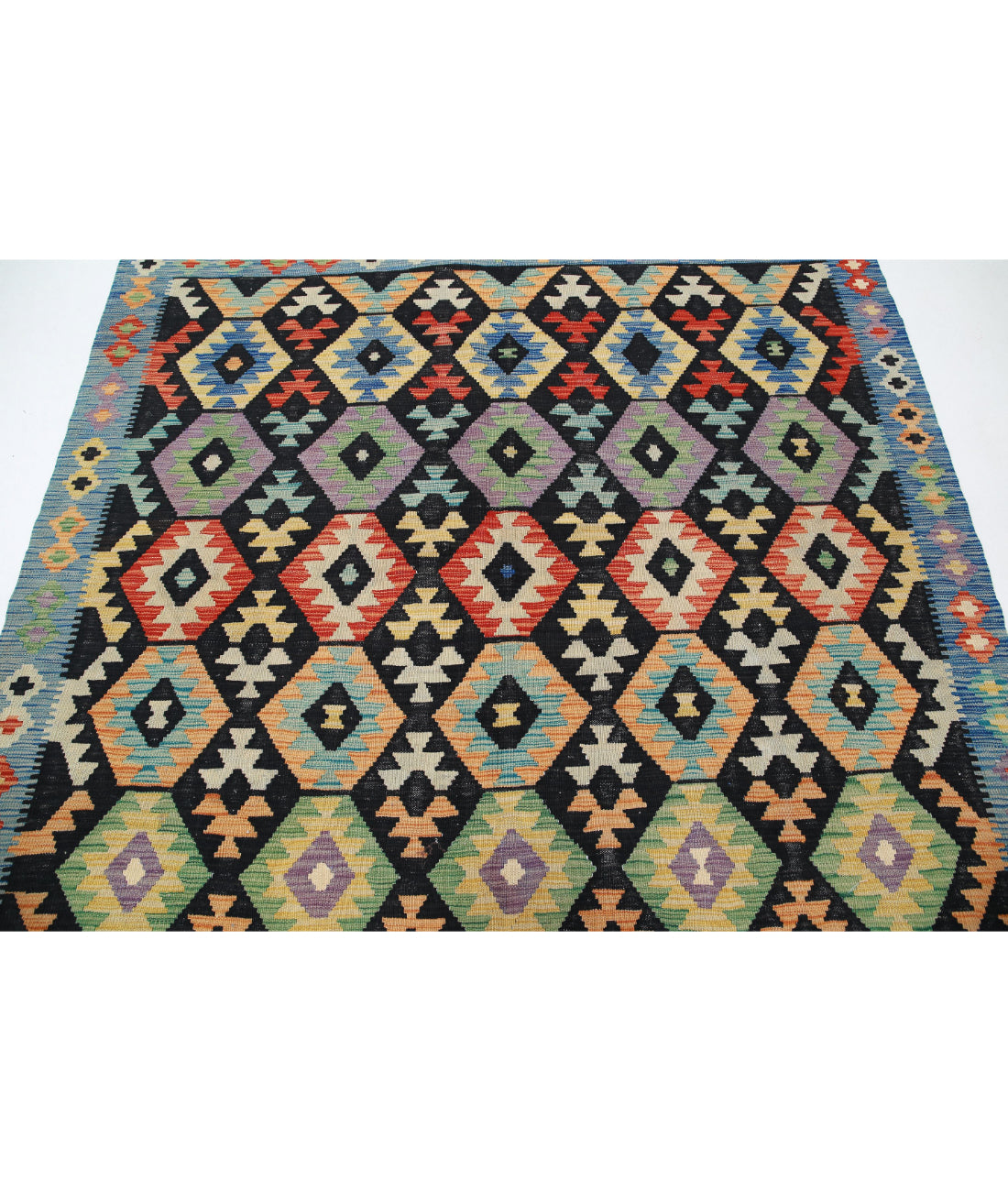 Maimana-Kilim 6'3'' X 6'7'' Hand-Knotted Wool Kilim 6'3'' x 6'7'' (188 X 198) / Black / Grey