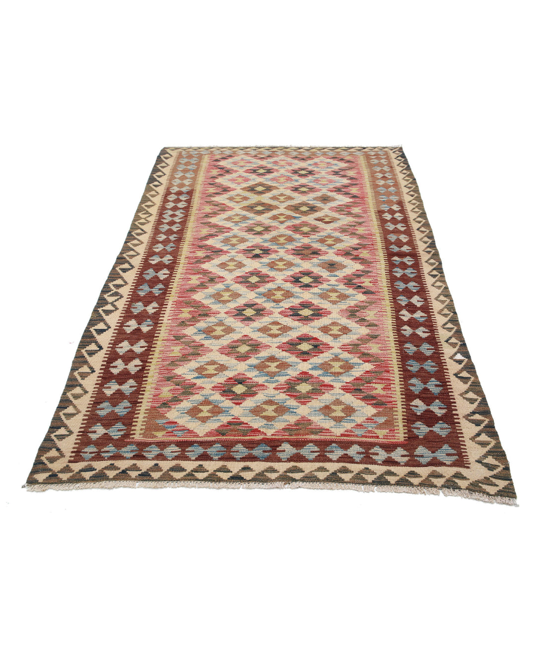 Maimana-Kilim 4'8'' X 7'9'' Hand-Knotted Wool Kilim 4'8'' x 7'9'' (140 X 233) / Red / Brown