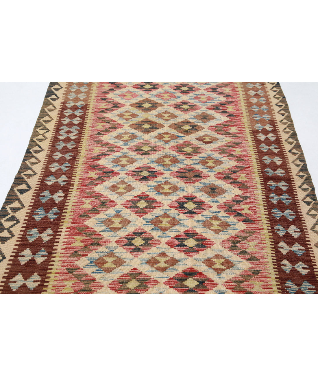 Maimana-Kilim 4'8'' X 7'9'' Hand-Knotted Wool Kilim 4'8'' x 7'9'' (140 X 233) / Red / Brown