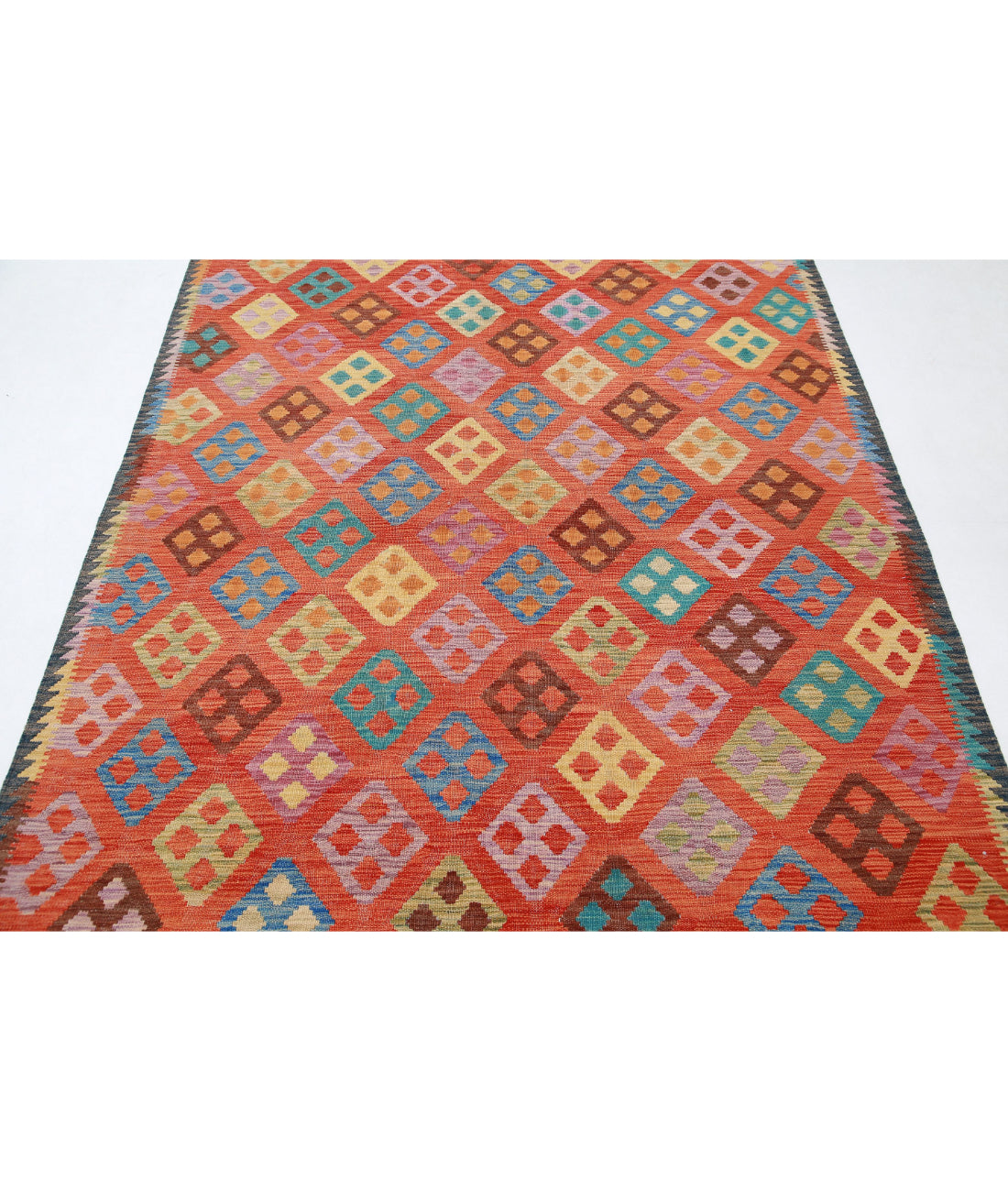 Maimana-Kilim 5'7'' X 8'2'' Hand-Knotted Wool Kilim 5'7'' x 8'2'' (168 X 245) / Red / Red