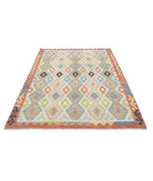 Maimana-Kilim 5'6'' X 7'7'' Hand-Knotted Wool Kilim 5'6'' x 7'7'' (165 X 228) / Ivory / Red