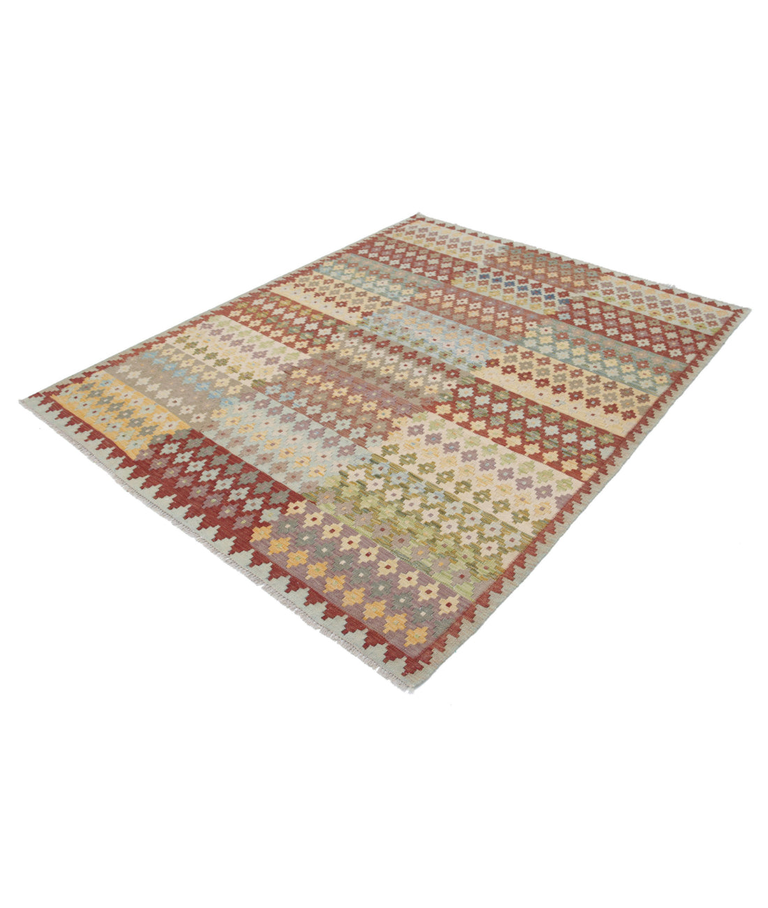 Maimana-Kilim 5'8'' X 7'8'' Hand-Knotted Wool Kilim 5'8'' x 7'8'' (170 X 230) / Multi / Multi