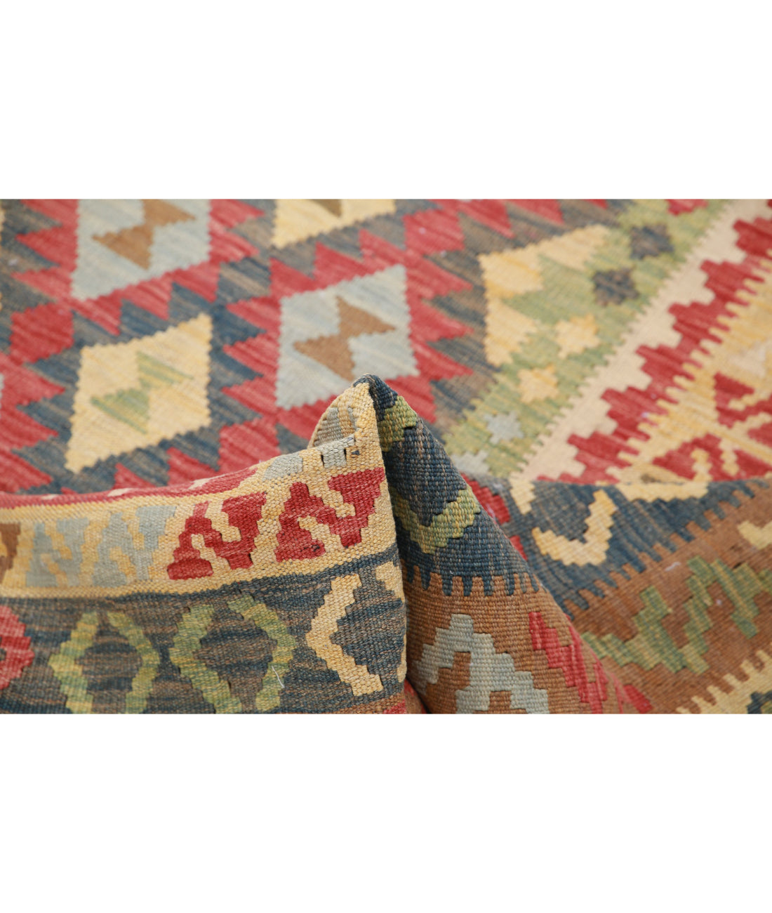 Maimana-Kilim 5'6'' X 7'8'' Hand-Knotted Wool Kilim 5'6'' x 7'8'' (165 X 230) / Ivory / Brown