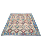 Maimana-Kilim 5'1'' X 6'7'' Hand-Knotted Wool Kilim 5'1'' x 6'7'' (153 X 198) / Ivory / Blue