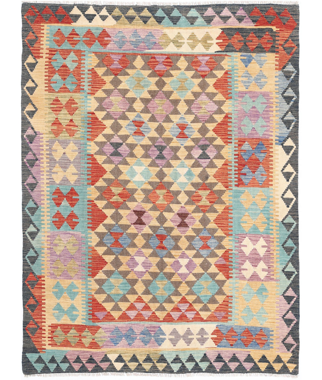 Maimana-Kilim 4'10'' X 6'5'' Hand-Knotted Wool Kilim 4'10'' x 6'5'' (145 X 193) / Multi / Multi