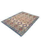 Maimana-Kilim 4'11'' X 6'9'' Hand-Knotted Wool Kilim 4'11'' x 6'9'' (148 X 203) / Ivory / Blue