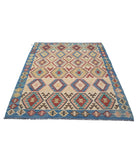 Maimana-Kilim 4'11'' X 6'9'' Hand-Knotted Wool Kilim 4'11'' x 6'9'' (148 X 203) / Ivory / Blue