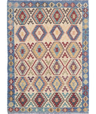 Maimana-Kilim 4'11'' X 6'9'' Hand-Knotted Wool Kilim 4'11'' x 6'9'' (148 X 203) / Ivory / Blue