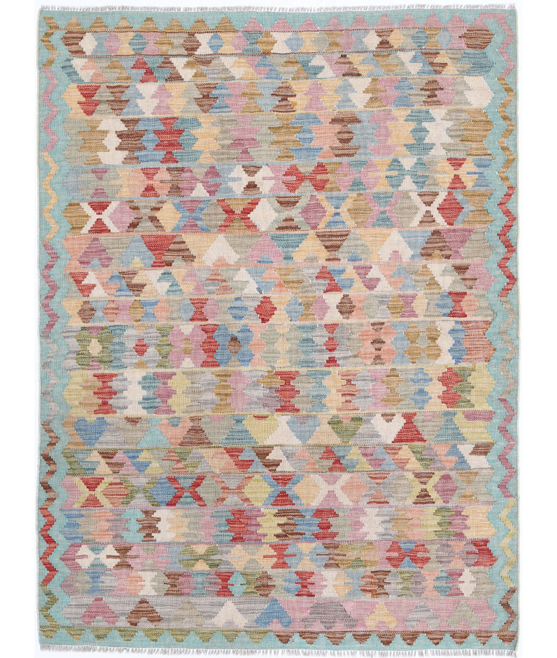 Maimana-Kilim 4'0'' X 5'6'' Hand-Knotted Wool Kilim 4'0'' x 5'6'' (120 X 165) / Multi / Multi