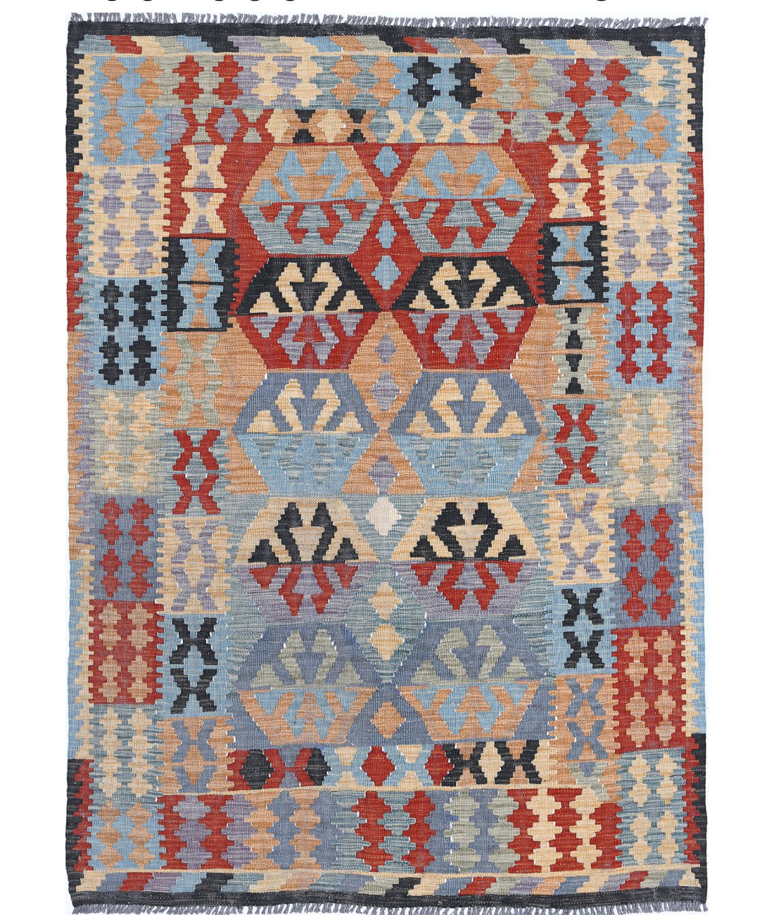 Maimana-Kilim 4'1'' X 5'11'' Hand-Knotted Wool Kilim 4'1'' x 5'11'' (123 X 178) / Multi / Multi