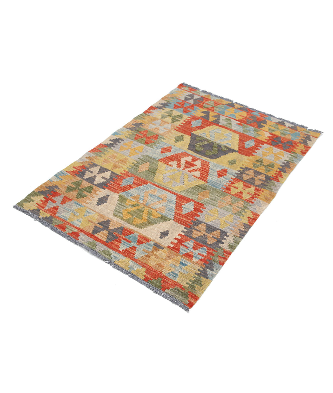 Maimana-Kilim 2'8'' X 4'0'' Hand-Knotted Wool Kilim 2'8'' x 4'0'' (80 X 120) / Multi / Multi