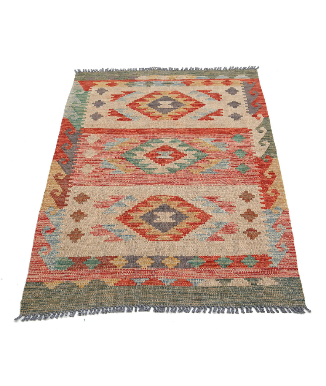 Maimana-Kilim 2'8'' X 4'0'' Hand-Knotted Wool Kilim 2'8'' x 4'0'' (80 X 120) / Multi / Multi