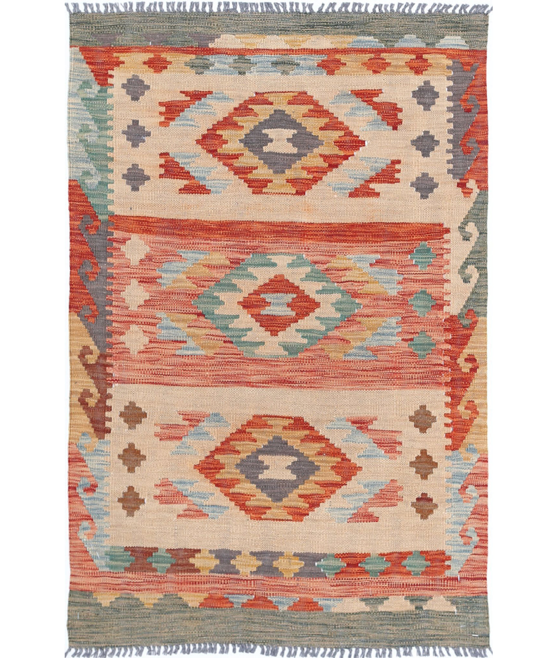 Maimana-Kilim 2'8'' X 4'0'' Hand-Knotted Wool Kilim 2'8'' x 4'0'' (80 X 120) / Multi / Multi