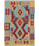 Maimana-Kilim 2'8'' X 4'0'' Hand-Knotted Wool Kilim 2'8'' x 4'0'' (80 X 120) / Multi / Multi