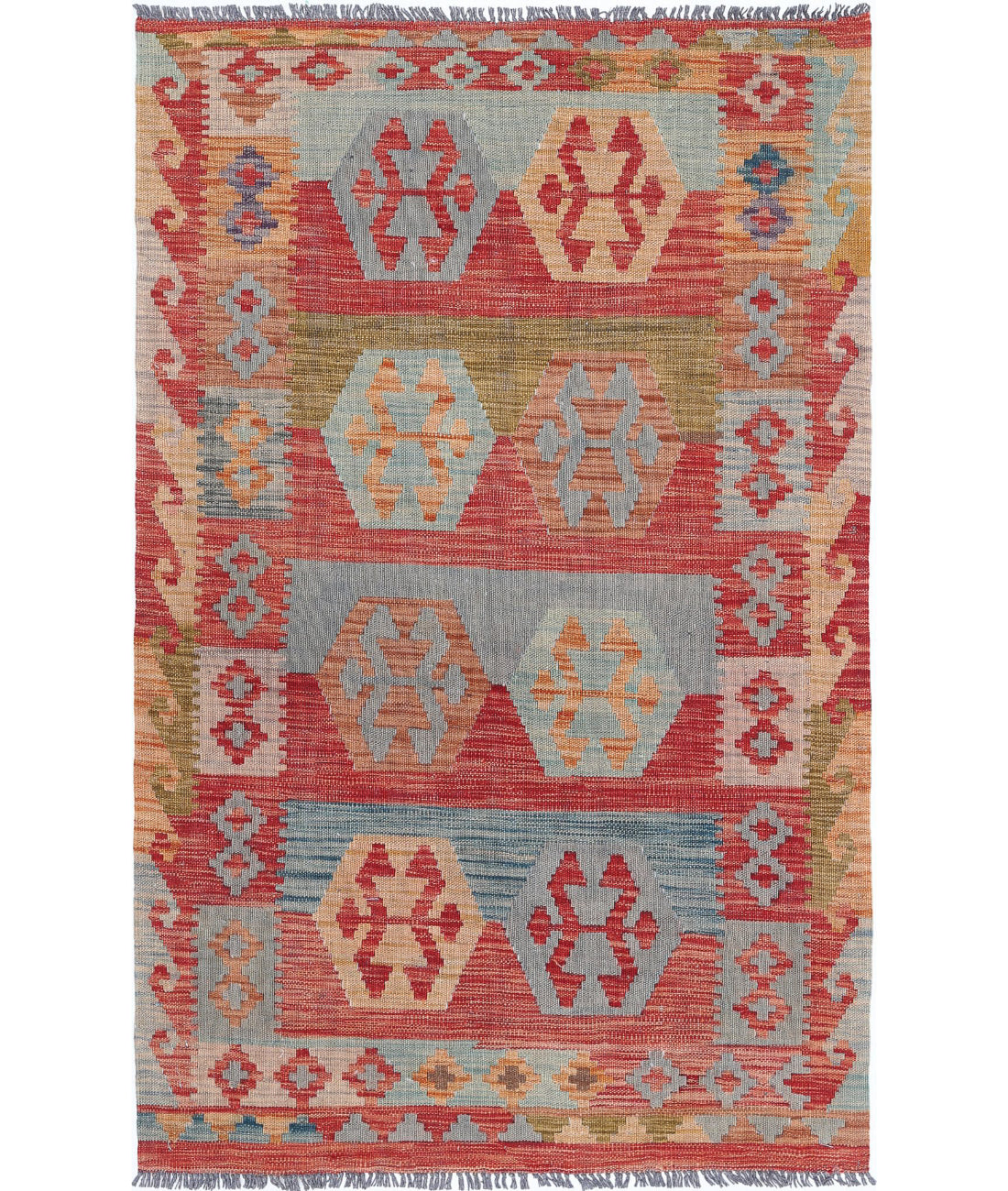 Maimana-Kilim 3'2'' X 5'3'' Hand-Knotted Wool Kilim 3'2'' x 5'3'' (95 X 158) / Multi / Multi