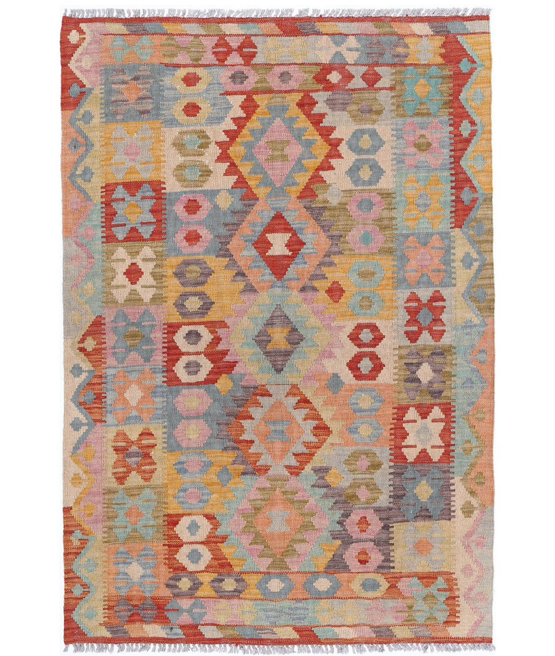 Maimana-Kilim 3'4'' X 4'10'' Hand-Knotted Wool Kilim 3'4'' x 4'10'' (100 X 145) / Multi / Multi