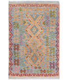 Maimana-Kilim 3'3'' X 4'11'' Hand-Knotted Wool Kilim 3'3'' x 4'11'' (98 X 148) / Blue / Blue