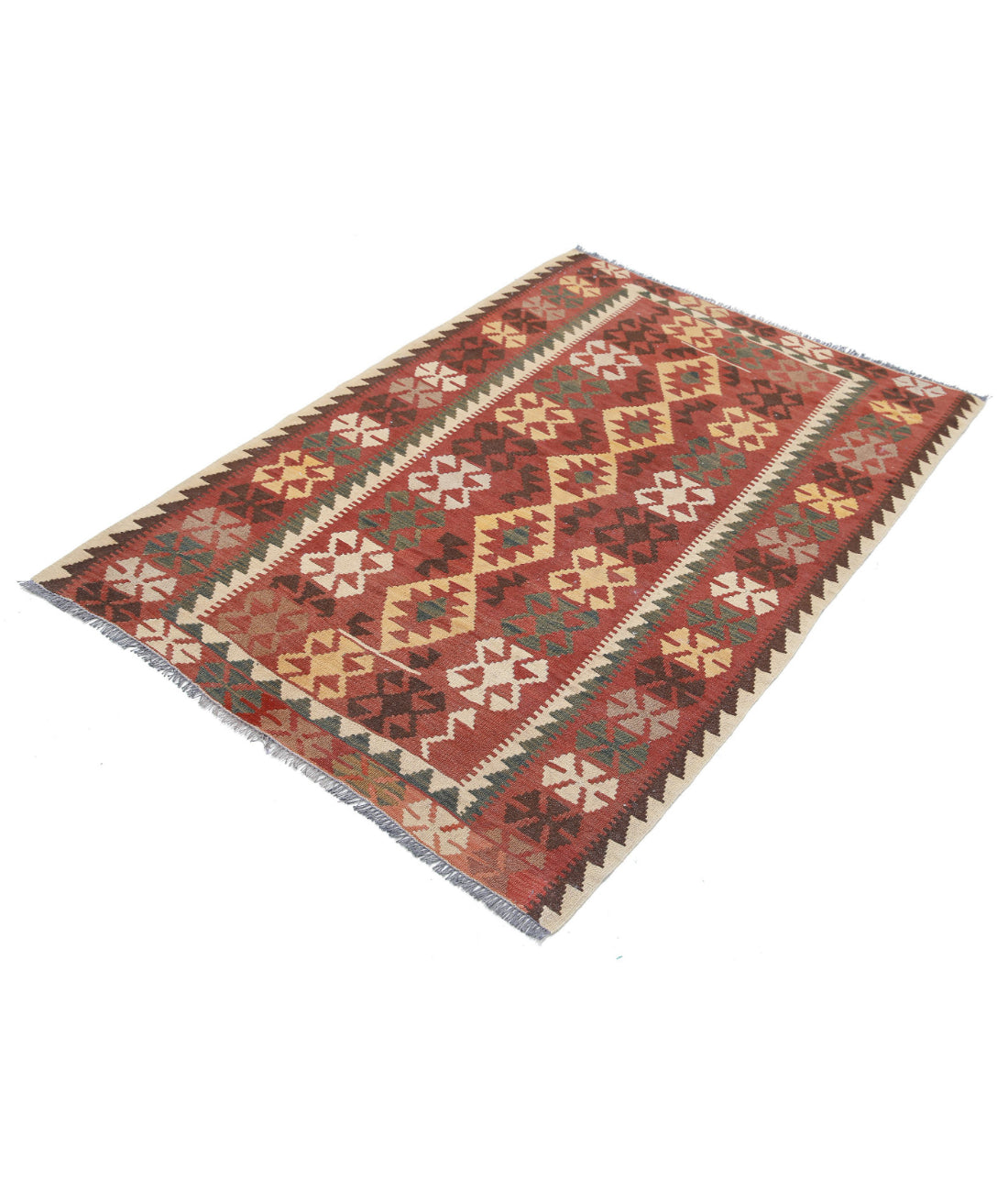 Maimana-Kilim 3'8'' X 5'5'' Hand-Knotted Wool Kilim 3'8'' x 5'5'' (110 X 163) / Rust / Rust