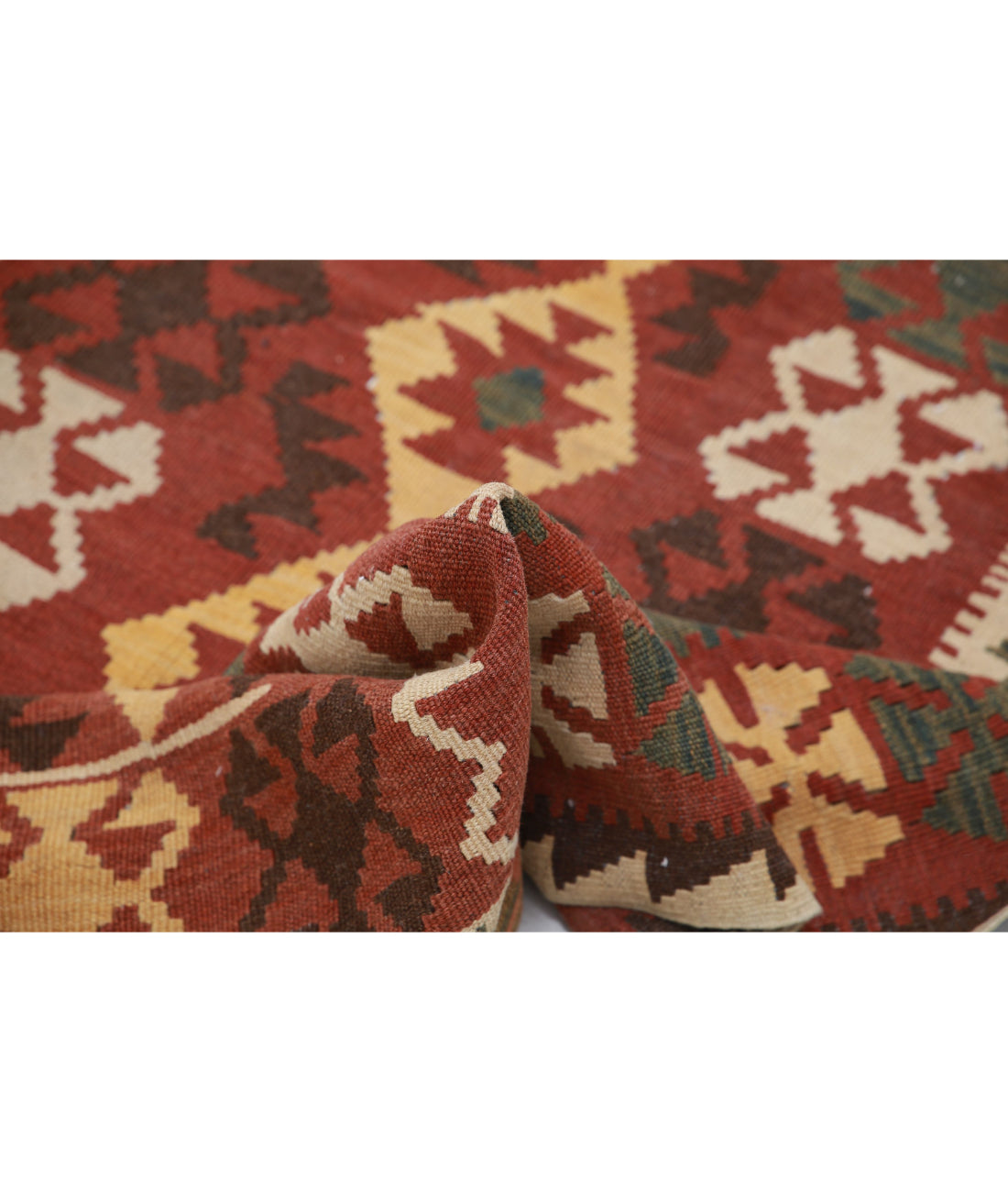 Maimana-Kilim 3'8'' X 5'5'' Hand-Knotted Wool Kilim 3'8'' x 5'5'' (110 X 163) / Rust / Rust