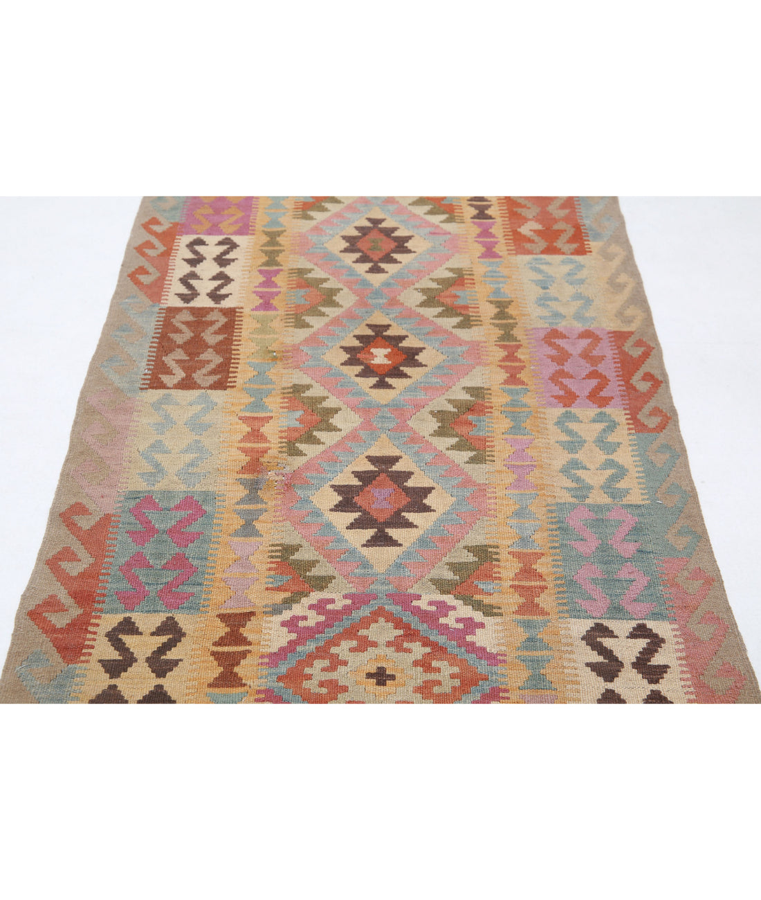 Maimana-Kilim 3'3'' X 6'3'' Hand-Knotted Wool Kilim 3'3'' x 6'3'' (98 X 188) / Multi / Multi