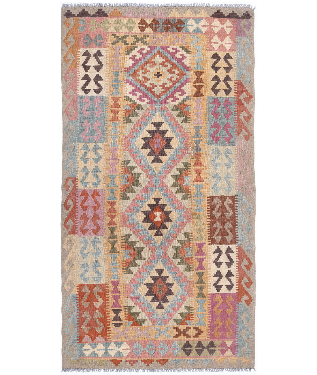 Maimana-Kilim 3'3'' X 6'3'' Hand-Knotted Wool Kilim 3'3'' x 6'3'' (98 X 188) / Multi / Multi