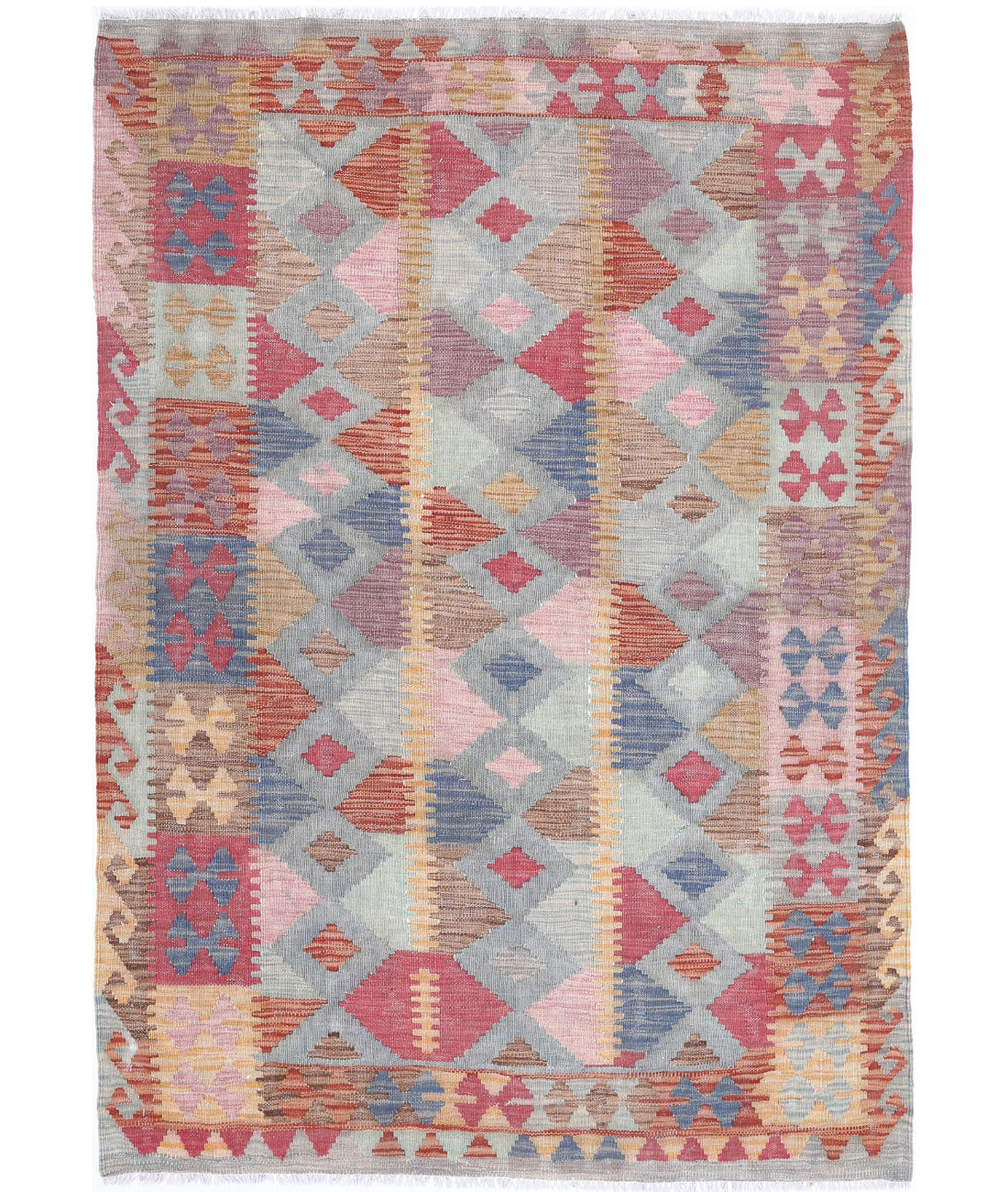 Maimana-Kilim 3'11'' X 5'9'' Hand-Knotted Wool Kilim 3'11'' x 5'9'' (118 X 173) / Multi / Multi