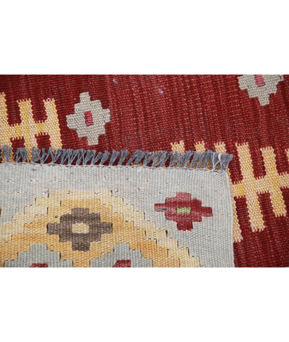 Maimana-Kilim 3'9'' X 6'1'' Hand-Knotted Wool Kilim 3'9'' x 6'1'' (113 X 183) / Rust / Grey