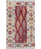 Maimana-Kilim 3'9'' X 6'1'' Hand-Knotted Wool Kilim 3'9'' x 6'1'' (113 X 183) / Rust / Grey