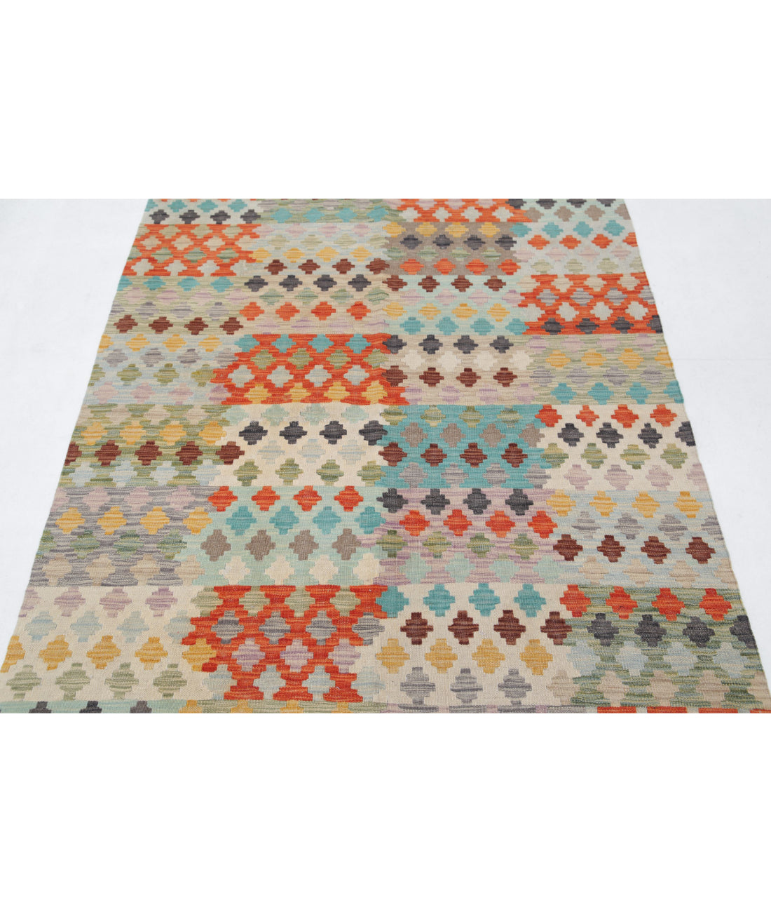 Maimana-Kilim 4'1'' X 5'8'' Hand-Knotted Wool Kilim 4'1'' x 5'8'' (123 X 170) / Multi / Multi