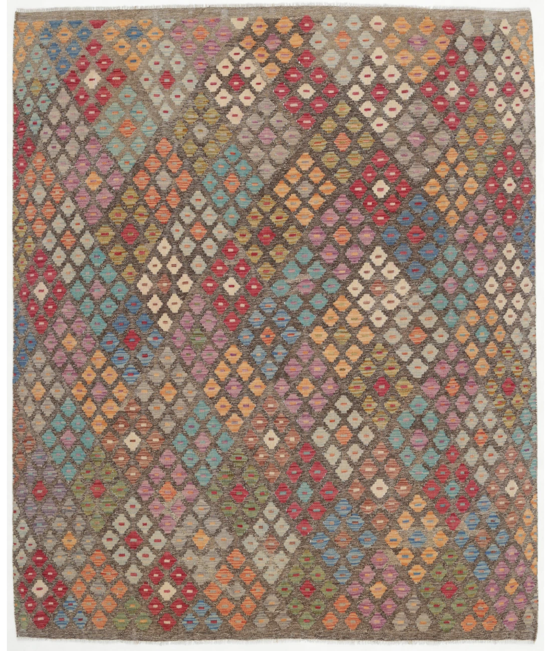 Hand Woven Natural Kilim Wool Kilim Rug - 6'6'' x 7'10'' 6' 6" X 7' 10" ( 198 X 239 ) / Multi / Multi