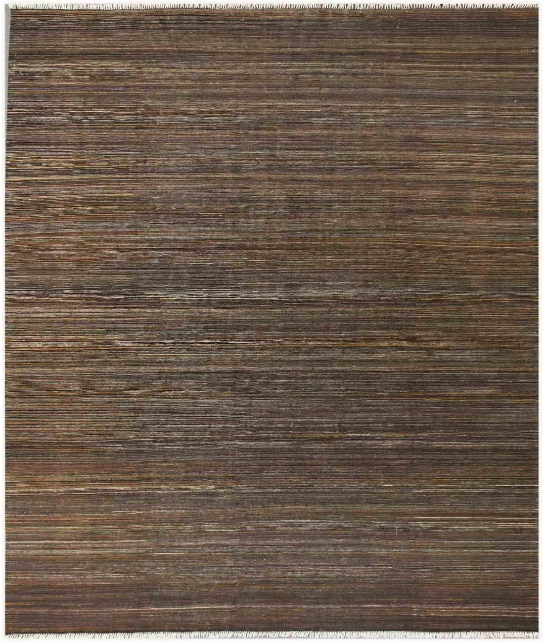 Hand Woven Natural Kilim Wool Rug 8' 5" X 9' 8" 8' 5" X 9' 8" (257 X 295) / Brown / Brown