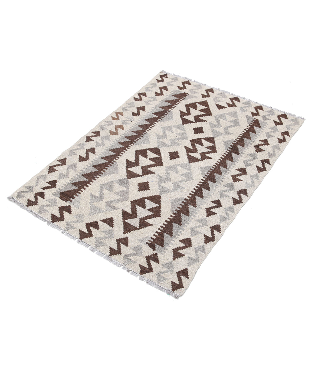 Natural-Kilim 2'9'' X 3'10'' Hand-Knotted Wool Kilim 2'9'' x 3'10'' (83 X 115) / Ivory / Taupe