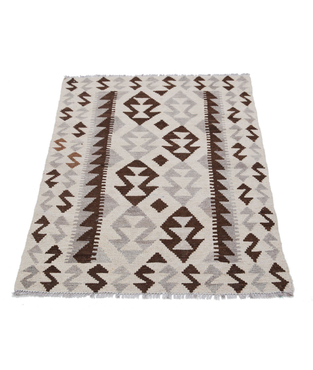 Natural-Kilim 2'9'' X 3'10'' Hand-Knotted Wool Kilim 2'9'' x 3'10'' (83 X 115) / Ivory / Taupe