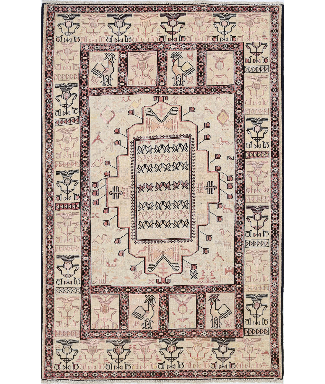 Silk-Kilim 3'11'' X 6'2'' Hand-Woven Silk Kilim 3'11'' x 6'2'' (118 X 185) / Multi / Multi