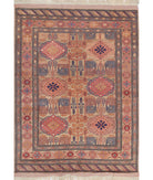 Silk-Tane 4'0'' X 5'3'' Hand-Knotted Wool-Silk Rug 4'0'' x 5'3'' (120 X 158) / Beige / Pink