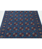 Ajrak 4'0'' X 6'0'' Power-Loomed Wool-Bamboo Silk Rug 4'0'' x 6'0'' (120 X 180) / Blue / Red